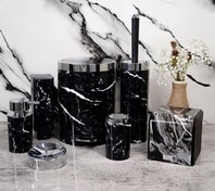 تصویر ست سرویس پنج پارچه و جادستمال ماربل سفید کروم برند بتیس مبلمونسرا مدل 266627 