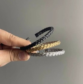 تصویر دستبند بنگل حصیری مردانه استیل 