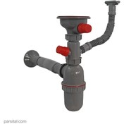 تصویر سیفون فانتزی تک لگن آبا کد 110/1 Aba-single-bowl-sink-waste-trap-with-siphon-code-110.1