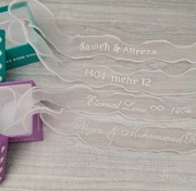 تصویر ربان دسته گل عروس با متن نوشته - ربان 