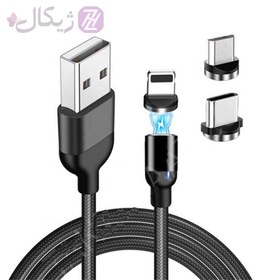 تصویر کابل شارژ مگنتی USB-A به Type-C/Lightning/MicroUSB طول 100 سانتی متر باوین Bavin مدل CB173 