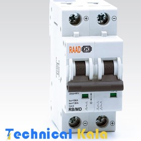 تصویر فیوز مینیاتوری DC دو پل 10کیلو آمپر 4A رعد تیپ C (مدل RB/MD-2P C4A-10kA) 