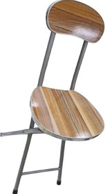 تصویر صندلی تاشو اسکلت فلزی چوبی پشت دار Metal frame wooden chair