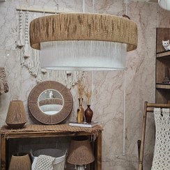 تصویر لوستر دو رنگ و دو لایه ترکیب رافیا تابیده 