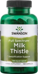 تصویر مکمل خارمریم 500 میلی گرم (100عددی) Swanson Milk Thistle-Herbal Liver Support Supplement (100 Capsules, 500mg Each)