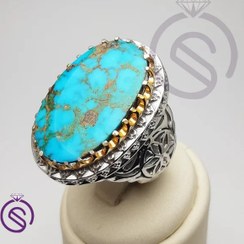 تصویر انگشتر نقره فیروزه مردانه مدل سبحان کد 32104 Turquoise silver ring for men, Soban model