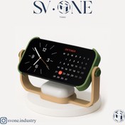 تصویر هولدر شارژر مگ‌سیف موبایل و ایرپاد SV.ONE | طراحی مدرن و کاربردی برای میز کار و خانه - تمام موکا-آیفون ۱۲ و ۱۳ مینی SV.ONE MagSafe iphone & AirPods Holder | Modern Minimal Dual Charging Stand