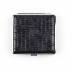 تصویر جعبه سیگار چرم لیزارد طوسی کد 1056 