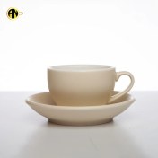 تصویر فنجان قهوه دبل اسپرسو کرم مات نیو بن چاینا(شش عدد فنجان ونعلبکی ) 
