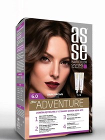 تصویر رنگ مو بدون آمونیاک آسه asse قهوه ای تیره شماره ۶.۰ دو تیوپ ۵۰ میل 