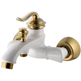 تصویر شیر دوش حمام مدل نیلا سفید طلایی 