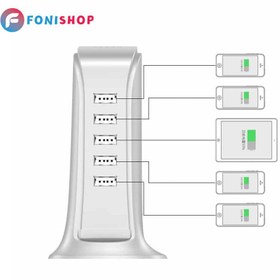 تصویر شارژر USB رومیزی با 5 پورت USB مدل A5 شارژر USB رومیزی با 5 پورت USB مدل A5