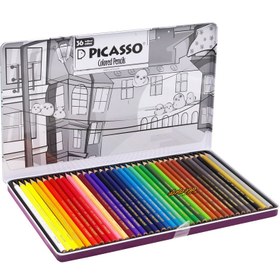 تصویر مدادرنگی36 رنگ پیکاسو جعبه فلز ا Picasso 36 Color Pencils Picasso 36 Color Pencils