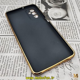 تصویر قاب گوشی Galaxy M52 5G سامسونگ طرح ژله ای مای کیس گلد لاین دور طلایی محافظ لنز دار مشکی کد 5 