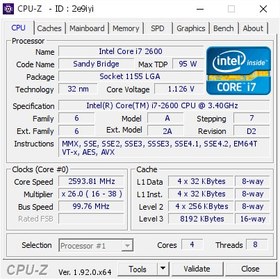 تصویر پردازنده اینتل بدون باکس Intel Core i7-2600 Sandy Bridge Intel Core i7-2600 Sandy Bridge