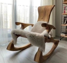 تصویر صندلی راک مدرن فانتزی چوبی دسته دار 