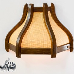تصویر لوستر ديواري چوبی دارکار مدل حصيري کد 408 