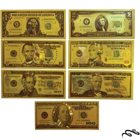 تصویر سری کامل اسکناس روکش طلا یک تا صد دلار امریکا 