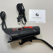 تصویر چراغ دوچرخه دیجیتال مدل XA-585 با بوق و شارژ USB 