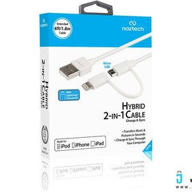 تصویر کابل تبدیل USB به لایتنینگ و Micro USB نزتک مدل Hybrid طول 1.8 متر 