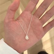 تصویر گردنبند آبکاری نقره با آویز مروارید 