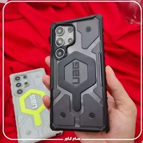 تصویر قاب مگسیف UAG ضدضربه سبز فسفری s23 ultra 