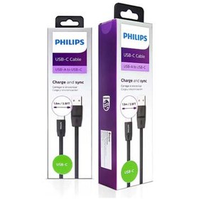 تصویر کابل تبدیل USB به Type-C فیلیپس مدل DLC2529 طول 1.8 متر PHILIPS DLC2529 USB-C CABLE 1.8M