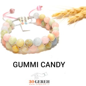 تصویر دستبند سنگی اصل سنگ معدنی آمازونیت و مورگانایت رنگ پاستیلی دخترانه GUMMI CANDY