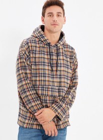 تصویر هودی چهارخانه برند trendyol Checked Hoodie