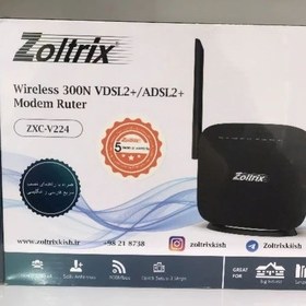 تصویر مودم روتر VDSL/ADSL زولتریکس مدل ZXCV224 مشخصات سخت افزاری: تعداد - سیاه 