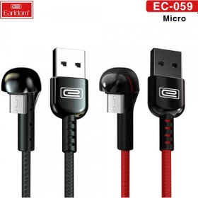 تصویر کابل میکرو یو اس بی فست شارژ Earldom EC-095M 2.4A 1m سفید کابل تبدیل microUSB