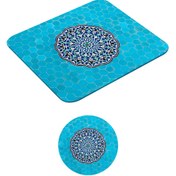 تصویر ماوس پد طرح کاشی سنتی کد A1 به همراه زیر لیوانی 