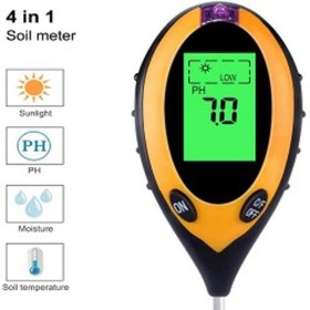 تصویر پی اچ متر 4 کاره خاک رطوبت سنج دما سنج پی اچ سنج و نور سنج اصل 