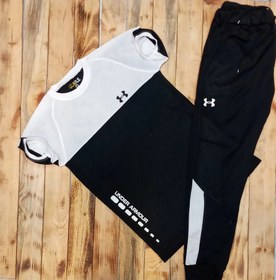 تصویر ست تیشرت شلوار سفید مشکی آستین کوتاه Under Armour مدل 1597 