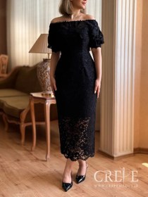 تصویر پیراهن مجلسی تمام گیپور مخمل 