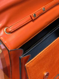 تصویر ست کیف و روسری و شال زنانه باکیفیت رنگ نارنجی طرح هرمس کمربندی با کیف پاسپورتی دسته زنجیری با ارسال رایگان کد mo297 