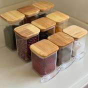 تصویر جا ادویه لیمون چهارگوش با درب چوبی 