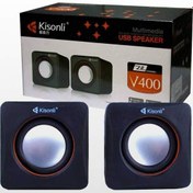 تصویر اسپیکر دو تکه لپ تاپی Kisonli V400 ا Kisonli V400 multimedia USB speaker Kisonli V400 multimedia USB speaker