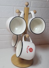 تصویر ماگ بهمراه استند چوبی 