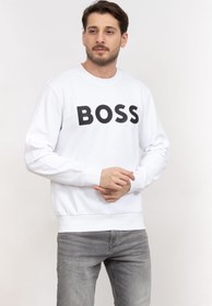 تصویر سویشرت سفید مردانه سویی شرت اورجینال BOSS 