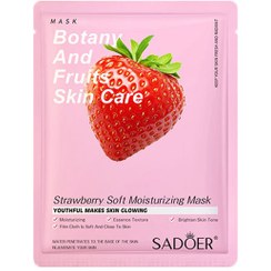 تصویر ماسک ورقه ای صورت سفید و مرطوب کننده توت فرنگی سادور SADOER BOTANY AND FRIUTS STRAWBERRY SOFT MOISTURIZING SADOER