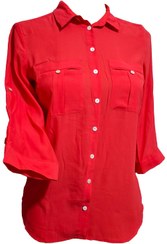 تصویر شومیز زنانه رنگ قرمز و دکمه دار برند H&M کد A+335 