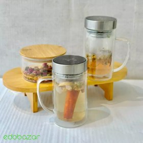 تصویر لیوان دمنوش مدل شیشه ای 