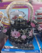 تصویر کتری لعابی گل صورتی 