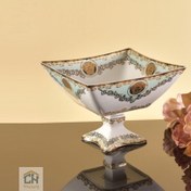 تصویر میوه خوری چینی پایه دار طرح ورساچه فیروزه ای مدل WP082M 