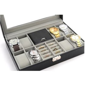 تصویر جعبه ساعت چندکاره با در شیشه‌ای و ۸ جایگاه 