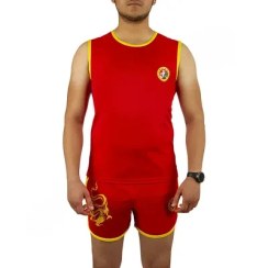 تصویر ست لباس ووشو Wesing BYT | قرمز/زرد 