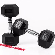 تصویر دمبل های شش ضلعی مدل دسته فلزی برند وینر گروپ - جفت ۵ کیلویی Winner Group Hex Dumbbell with Steel Handle