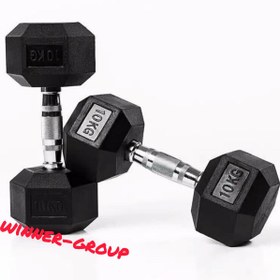 تصویر دمبل های شش ضلعی دسته فلزی وینر گروپ - جفت Hexagonal dumbbell