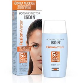 تصویر کرم ضد آفتاب بی رنگ ایزدین SPF50 مدل Fusion Water 5 Daily مناسب انواع پوست حجم 50 میلی لیتر 